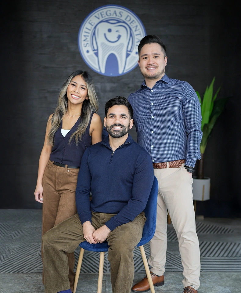 The three Smile Vegas Dental doctors together in their Las Vegas office